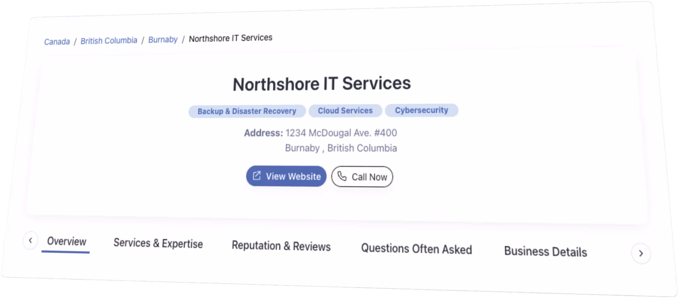 Example listing preview